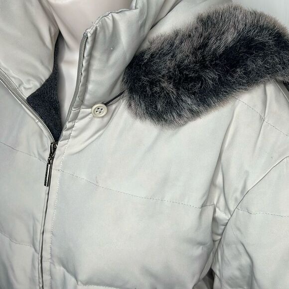 Crazy Horse Liz Claiborne Down Feather Puffer Jacket Fur Hooded Tan Medium - Picture 2 of 6